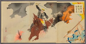 Kapitein Matsuzaki vecht dapper in de grote slag bij Songhwan (Seikan no Gekissen, Matsuzaki Taii funyu no zu)