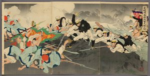 Grote Overwinning van Onze Troepen bij de Hevige Slag van de Ansong Ford (Anjo no watashi waga gun taisho no zu)