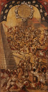 De verovering van Mexico, Paneel XVI, c.1696-1715 door Miguel Gonzalez