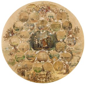 Montage ter gelegenheid van het Zilveren Huwelijksjubileum van Keizer Alexander II door Mihaly von Zichy