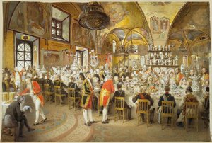 Ceremonieel diner in het Paleis van de Facetten in het Kremlin van Moskou, 1883-1895
