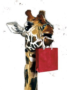 Verjaardag Giraffe op Wit, 2020