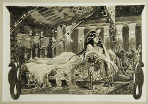 Cleopatra op bed, 1899 door Mikhail Aleksandrovich Vrubel