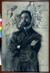 Portret van dichter Valeri Iakovlevitch Brioussov (1873-1924) door Mikhail Aleksandrovich Vrubel