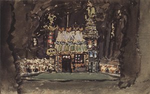 Toneelontwerp voor de opera Hansel und Gretel door E. Humperdinck, 1895 door Mikhail Aleksandrovich Vrubel