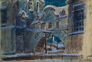Toneelontwerp voor de opera De Schoppenvrouw door P. Tsjaikovski, 1901