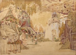 Toneelontwerp voor de opera De bruid van de Tsaar door N. Rimsky-Korsakov, 1899