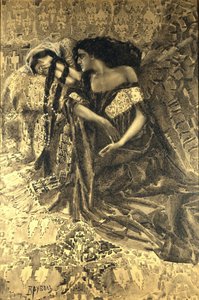 Tamara en Demon. Illustratie bij het gedicht De Demon van Mikhail Lermontov door Mikhail Aleksandrovich Vrubel