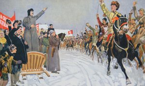 Stalin bekijkt het eerste Rode Cavalerieleger van de Republiek