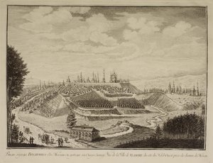 Uitzicht op de stad Vladimir, 1769 door Mikhail Ivanovich Makhaev
