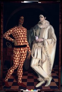 Harlekijn en Pierrot (Zelfportretten) door Mikhail Nikolayevich Yakovlev