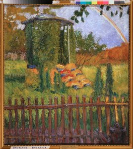 Een tuinprieel - Schilderij van Mikhail Nikolayevich Yakovlev door Mikhail Nikolayevich Yakovlev