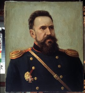 Portret van de militair en ingenieur Sergei Mosin (1849-1902) uitvinder van het Mosin-Nagant geweer - Schilderij van Mikhail Gerets (1900-1942) 1941 Staats Centraal Artilleriemuseum, Sint-Petersburg