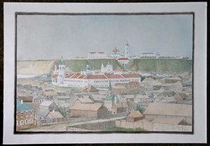 Uitzicht op Tobolsk, 1850s door Mikhail Stepanovich Znamensky