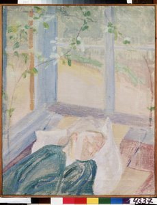 Portret van de kunstenaar Elena Guro, vrouw van de schilder