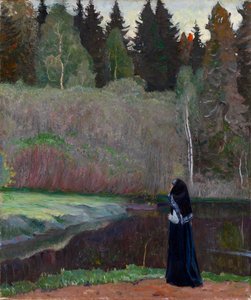 De nachtegaal zingt door Mikhail Vasilievich Nesterov