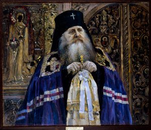 Portret van Antoine, Metropoliet van Kiev en Galicië (1863-1936) - Olie op doek door Mikhail Vasilyevich Nesterov (1862-1942)