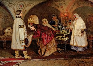 Tsaar Alexei Mikhailovich (1629-76) ontmoet zijn bruid, Maria Miloslavasky, 1887