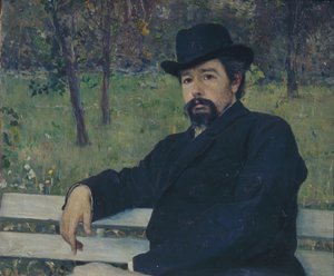 Portret van de schilder Nikolai Alexandrovich Yaroshenko 1846-1898, 1897 door Mikhail Vasilievich Nesterov