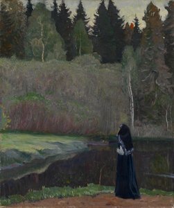 De nachtegaal zingt door Mikhail Vasilievich Nesterov
