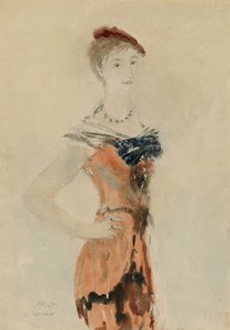 Dame met een Rode Baret, 1935 door Mikhail Xenofontovich Sokolov