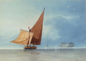 Schepen bij de Ingang van de Medway, Kent door Miles Edmund Cotman