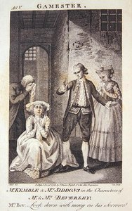 Mr Kemble en Mrs Siddons in de rollen van Mr en Mrs Beverley, frontispice van 