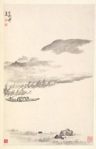 Rivierlandschap, 1788 door Min Zhen