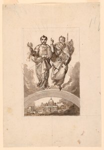 Heiligen Petrus en Paulus boven het Vaticaan door Minardi Tommaso