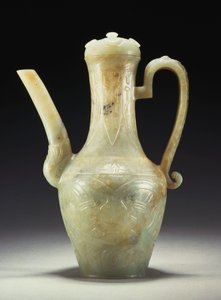 Een late Ming celadon jade kan en deksel