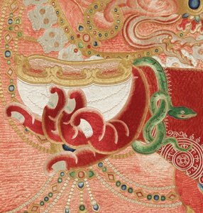 Detail van keizerlijk geborduurde zijden Thangka