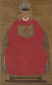 Madam Han Neefang (hangende rol, inkt en kleur op zijde) door Ming Dynasty Chinese School
