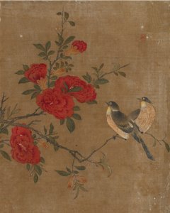 Tien afbeeldingen van vogels en bloemen (kleur op zijde)