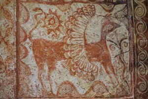 Kist larnax met zadeldak, 1370-1300 v.Chr. door Minoan