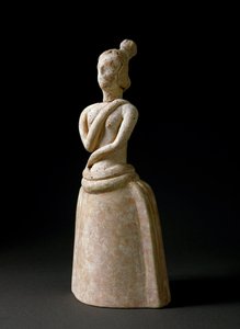 Minoïsche kunst: terracotta figuur van een vrouw in aanbidding door Minoan