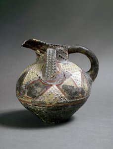 Minoïsche kunst: keramische vaas in Barbotine-stijl. Van Agia Triada. Circa 1500 v.Chr. Dim. 15,5 cm Heraklion, archeologisch museum door Minoan