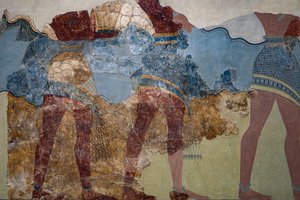 Deel van de processie fresco, 1600 - 1450 v.Chr. door Minoan