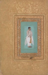 recto: Portret van Raja Suraj Singh Rathor, verso: Pagina van kalligrafie..., recto: eind 16e eeuw door Mir 