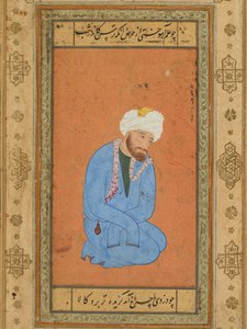 Portret van een knielende heilige man, uit het Prince Salim Album, c. 1556-60, rand c. 1602