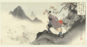 Kato Kiyomasa vernietigt en neemt het paleis van Orankai in door een rotsblok naar beneden te rollen door Mizuno Toshikata