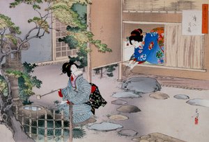 De Ingang van de Theesalons, ca. 1886-1908 door Mizuno Toshikata