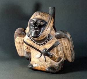 Precolumbiaanse kunst, Mochica cultuur (Moche): vaas van antropomorfe vorm die een man voorstelt. 100 v.Chr.-800 na Chr. door Moche Moche