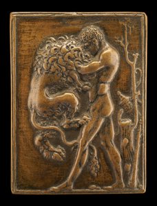 Staande Hercules met de Nemeïsche Leeuw, ca. 1488-1489 door Moderno