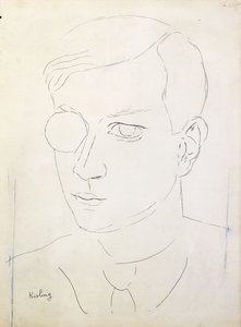 Portret van Tristan Tzara; Portret van Tristan Tzara door Moise Kisling