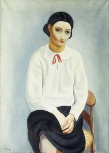 Vrouw in een witte blouse; Femme au Chemisier Blanc door Moise Kisling
