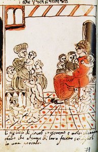 De vermenigvuldiging van de Israëlieten in Egypte. De Codex Choumach Beeld Pentateuch van Mozes dal C door Moise del Castellazzo