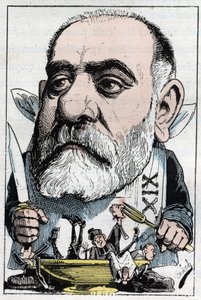 Cartoon van toneelcriticus Francisque Sarcey (1827-1899)