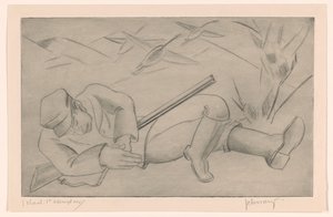 Slapende jager door Mommie Schwarz (signed by artist)