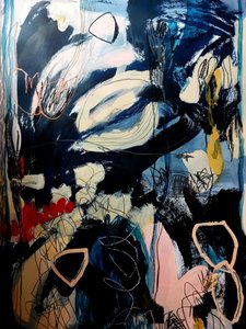Diepblauwe abstracte beweging door Monika Riethmueller