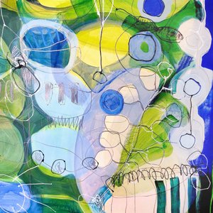 Dynamisch groen-blauw abstract